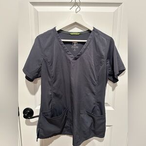 Healing Hands Gray V-Neck Scrub Top